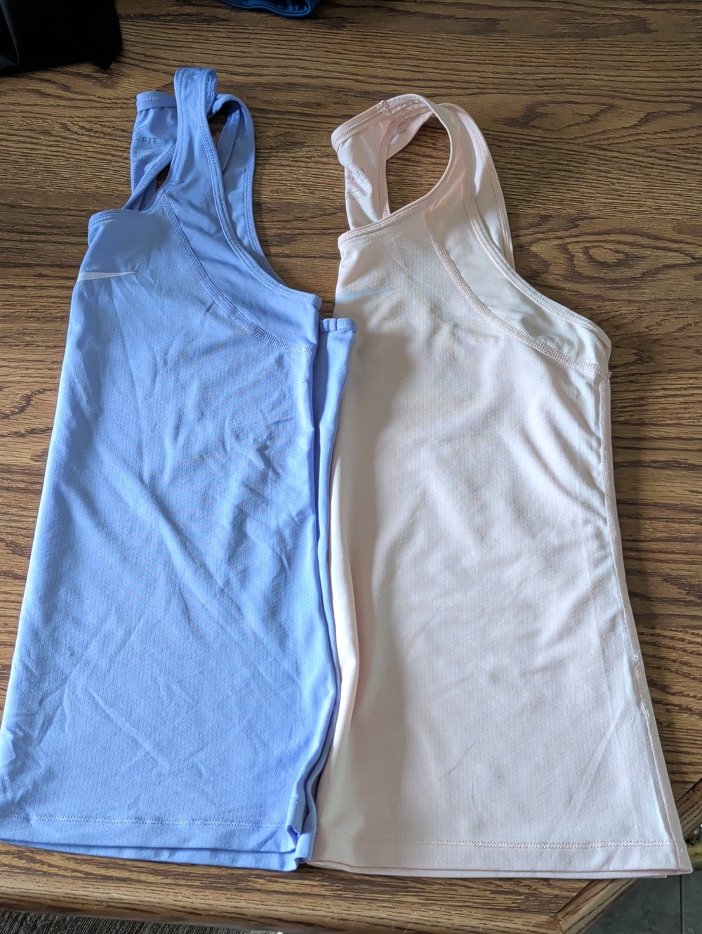 Pair of Ribbed Racerback Tank Tops - Light Blue & Pale Pink